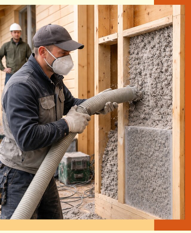 Утепление дома из бруса эковатой в Баксане от 1869 руб/м2 | ТепломастерБкс