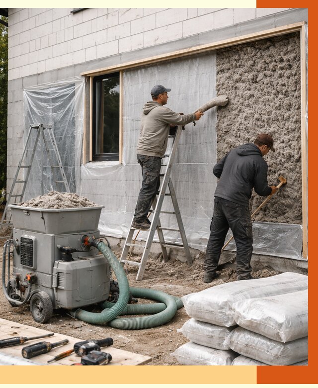 Утепление дома из газобетона эковатой в Баксане от 4546 руб./м2 | ТепломастерБкс