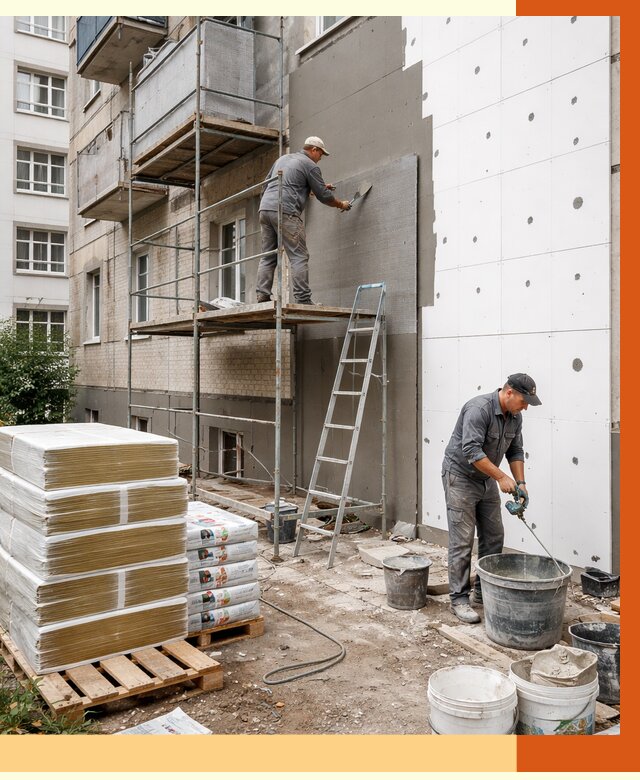 Утепление квартиры снаружи в Баксане от 6213 руб/м2 под ключ | ТепломастерБкс